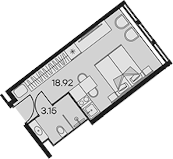 Квартира студия 22.07 м², 11/15 эт., Апарт-отель «Апарт-отель 25-7 Заневский»